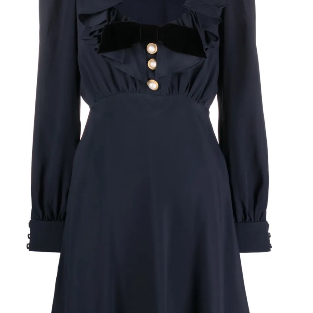 Alessandra Rich Navy Ruffled Dress 8